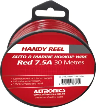 18AWG Red 30m Tinned Automotive Single Core Cable Reel Tinned for corrosion resistance. Ideal for auto & marine wiring jobs. Convenient mini-reels.