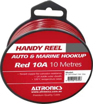17AWG Red 10m Tinned Automotive Single Core Cable Reel Tinned for corrosion resistance. Ideal for auto & marine wiring jobs. Convenient mini-reels.