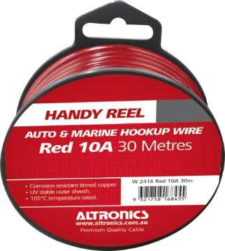 17AWG Red 30m Tinned Automotive Single Core Cable Reel Tinned for corrosion resistance. Ideal for auto & marine wiring jobs. Convenient mini-reels.
