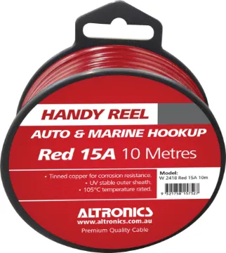 16AWG Red 10m Tinned Automotive Single Core Cable Reel Tinned for corrosion resistance. Ideal for auto & marine wiring jobs. Convenient mini-reels.