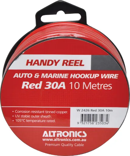 Tinned for corrosion resistance. Ideal for auto and marine wiring jobs. Convenient mini-reels. 30A 56/0.30mm