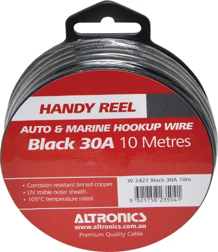 Tinned for corrosion resistance. Ideal for auto and marine wiring jobs. Convenient mini-reels. 30A 56/0.30mm.