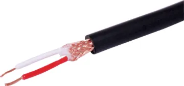 2 Core Black Heavy Duty Microphone Cable Extremely flexible, suitable for  mic extension leads.  Includes embedded string for improved strength, flexibility and reliability. 100m.
