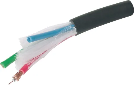 As used in home theatre and commercial installations requiring high quality video signal over longer distances than pre-made leads can provide.

For BNC connectors to suit, see P 0525.
