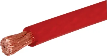 0AWG 250A Red Power Cable Solid copper 0 gauge high current power cabling for battery banks and power systems.