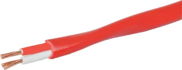 15AWG Red Double Insulated Speaker Twisted Pair Cable Double insulated twisted pair cable designed for use in fire alarm and 100V line public address systems. Size: 2 x 7/0.5 Voltage rating: 600V AC Current rating: 14 Amps