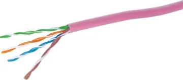 Pink Cat5e U/UTP LAN Data Cable U/UTP (unshielded twisted pair) network cable. Solid copper conductors. 305m pull box