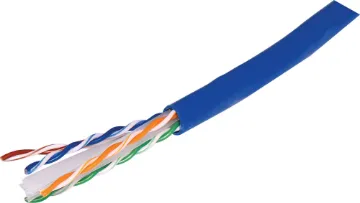 Blue Cat6A U/UTP LAN Data Cable U/UTP (unshielded twisted pair) network cable. Solid copper conductors 8 x 1/0.57 (˜0.20mm2 /23AWG). 7.6mm OD.