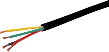 21AWG Black 4 Core Security Cable Conductor colours: yellow, green, red and black.