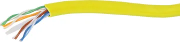 Yellow Cat6 U/UTP LAN Data Cable U/UTP (unshielded twisted pair) network cable. Solid copper conductors 8 x 1/0.55 (≈0.20mm2 /23AWG). 6mm OD.