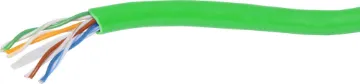 Green Cat6 U/UTP LAN Data Cable U/UTP (unshielded twisted pair) network cable. Solid copper conductors 8 x 1/0.55 (≈0.20mm2 /23AWG). 6mm OD.