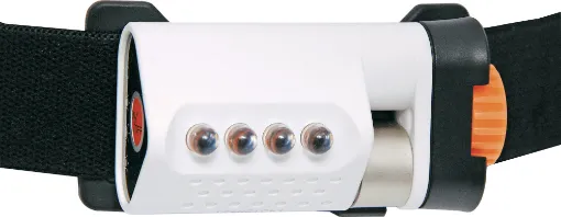 Incorporates 4 high brightness white LEDs with an adjustable elastic headband. Light assembly features a metal reinforced bracket and tilts down to direct light where you need it. Ideal for working in dimly lit areas such as equipment cupboards or leisure