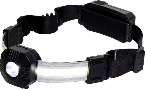 This multi-function LED head torch features front and rear mounted lamps for a variety of outdoor activities. It's also great for working in tight, dimly lit spaces such as behind equipment, under vehicles etc.