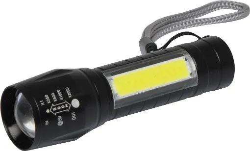 This compact yet powerful torch employs a 3 watt super bright white LED and has adjustable beam focus. It also features a strong 3W LED light positioned on the side of the torch which turns it into a lantern making it a perfect light source for any camping trip or family picnic. As the torch charges through USB you won''t have to worry about taking