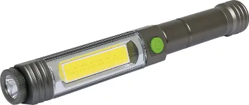 Aluminium 3 Watt LED Pen Torch This compact torch employs a high brightness 3 Watt LED. It’s powered by 3 AA 1.5V batteries. Great for map emergencies or shedding light on areas your interior light doesn’t reach! Perfect for the glove box. The magnetic end means you can hang it under your bonnet. Requires 3 x AA batteries (not included).