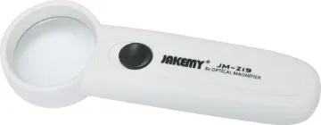 8x Handheld Dual LED Magnifier A high quality handheld magnifier with 37mm glass lens aided by 2 x LEDs for illumination. Great for stamp  and coin collectors. Runs on 3 x AAA batteries.