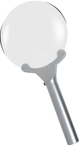 A 130mm frameless magnifier with 6x magnification, 2x insert lens and LED illumination. 