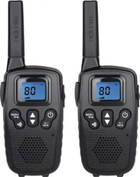 PMR1300 80Ch 1W UHF CB Transceiver Pair Great value twin pack of medium power transmitters offering range up to 7km for outdoor activities. Provides great voice quality and is ideal for keeping in touch whilst working or exploring. Includes 8 rechargeable batteries, mains charger & belt clips.