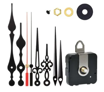 Quartz Clock Movement Kit For 2-6mm Panel A DIY kit for repairing old clocks or creating your own designs. Quartz movement ensures accuracy. Includes 3 styles of hands.  Requires single AA battery. 2-6mm panel thickness.