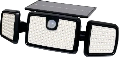 This compact motion activated solar powered flood light provides light wherever you need it due to its adjustable LED panels and cable free solar battery design.