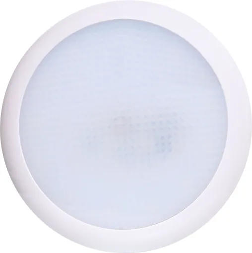 Compact LED dome lights suitable for use in caravans, RVs and vehicles.