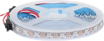 5050 Addressable RGB Magic LED Strip Light 5m  5m reel of addressable RGB 5050 LED strip - this means you can program the colour of every individual LED using an Arduino/Raspberry Pi.