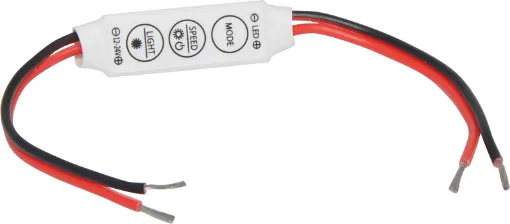 Inline LED strip light dimmer for use with SMD 3528, 5050, 5630 strip lighting. 