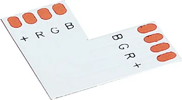 L Shape Strip For RGB 5050 Chip LED Strips - 4pk L shaped joiner allowing you to run 4 pin 10mm wide RGB strip lighting around corners and rooms. Pack of 4pcs.