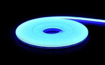 12V Neon Flex LED Strip Lighting IP65 Blue Use it in long lengths for stunning coloured lighting effects or cut and shape into your own custom 'neon' signs.
