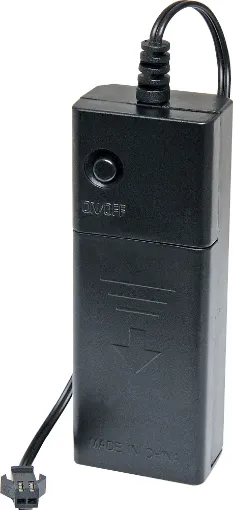 This compact controller features two flashing speeds or constant on and is small enough to fit in your pocket. Note that the controller has a small inverter built in and will emit a low volume high pitch sound when switched on (this is typical of almost all EL wire controllers).