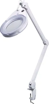 LED Desk Mount Magnifying Lamp 130mm 3 Diopter Our top of the range LED desktop magnifier lamp with 130mm lens and 3 diopter magnification.