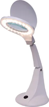 LED Desk Mount Magnifying Lamp 95mm 3 Diopter This very stylish illuminated LED desktop magnifier is equipped with a 95mm diameter 3 dioptre lens and a 12 dioptre insert is an essential addition to the workshop or study.