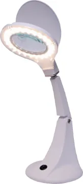 LED Desk Mount Magnifying Lamp 95mm 5 Diopter This very stylish illuminated LED desktop magnifier is equipped with a 95mm diameter 5 dioptre lens is an essential addition to the workshop or study.