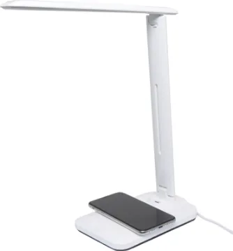LED Wireless Charge Dimmable 5W Desk Lamp  This stylish LED table lamp provides light wherever you need it with an adjustable boom arm. The base has an in-built QI Wireless charger for your phone.