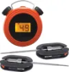 The EasyBBQ is a dual probe thermometer with Bluetooth connection to your smartphone. Includes 2 probes with stainless steel mesh cables. Android or iOS, plus monitoring on the backlit LCD. 0-300&degC range.  Requires 2xAAA batteries. 