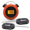 The EasyBBQ is a dual probe thermometer with Bluetooth connection to your smartphone. Includes 2 probes with stainless steel mesh cables. Android or iOS, plus monitoring on the backlit LCD. 0-300&degC range.  Requires 2xAAA batteries. 