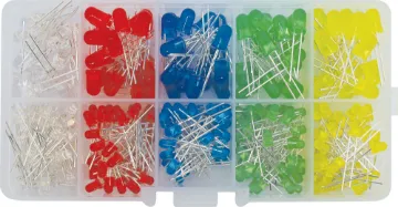 3-5mm LED Assortment Pack 300pcs 300 3-5mm LEDs normally 25 of yellow, green, red and orange colours.