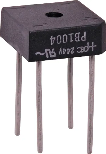 Rectifier Diode Bridges PB1004 400V 10 Amp, Plastic (Dimensions - A=7mm, B=1.3mm, C=13mm, D=19mm, E=4mm, F=19mm)