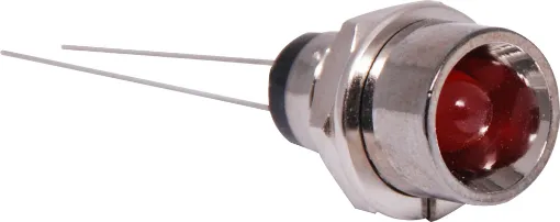 5mm Red LED with chrome bezel, soldertail connection