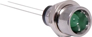 Green 40mcd 3mm LED With Chrome Bezel Mounting hole: 8mm.
Forward current mA: 20
Typical voltage: 3
Max voltage: 3.2
Angle: 50
mcd: 40