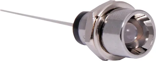3mm Blue LED with chrome bezel, soldertail connection.