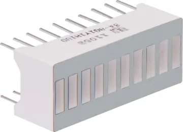 10 x Red Bar Graph LED PCB Mount Bar Graph LED display
Two or more of these bar graphs can be ganged together to give a longer LED display. 
Size: 25.3 x 10.16mm.
Uses standard 20 pin DIL spacing