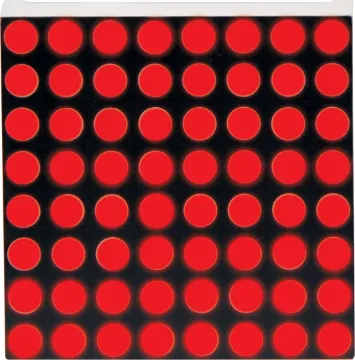 8x8 Red LED Matrix Display This miniature LED matrix has everything a big LED matrix has, but bite sized! 64 bright red LEDs are contained inside the plastic body, in an 8x8 matrix.