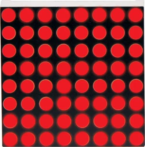 This miniature LED matrix has everything a big LED matrix has, but bite sized! 64 bright red LEDs are contained inside the plastic body, in an 8x8 matrix.