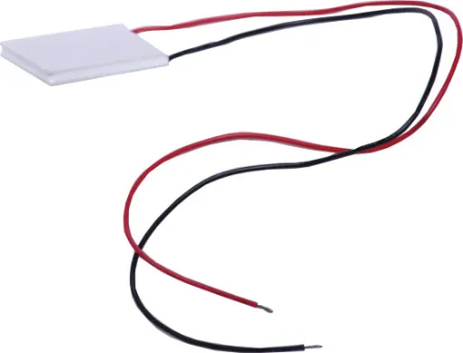 Uses the Peltier effect to transfer heat. Essentially creating a "cold side" and a "hot side" on the device. Applications include biomedical instruments, consumer products like thermoelectric cooling water coolers, thermoelectric refrigerator, industrial equipment, laboratory and scientific instruments etc 320mm flyleads.