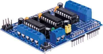 Funduino L293D Motor Shield For Arduino L293D is a monolithic integrated, high voltage, high current, 4-channel driver. Basically this means using this chip you can use DC motors and power supplies of up to 25 Volts, that"s some pretty big motors and the chip can supply a maximum current of 600mA per channel, the L293D chip is also what"s known as a type of H-Bridge. The H-Bridge is typi