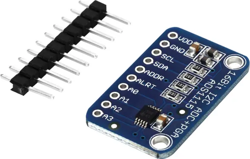 A popular high precision ADC for microcontroller designs with 860 samples/sec over I2C. 2-5V input. 
