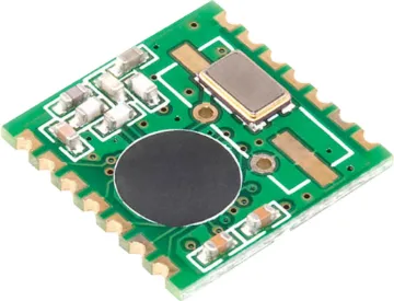WRL-09582 Wireless Transceiver A low cost, high performance option to add wireless functionality to your latest Arduino design. 14 pin SMD package for direct board mounting. Up to 115.2kbps data rate.  
Operates in 434MHz band. 2.2 - 3.8V input.