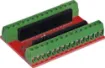 A breakout board fitted with 2.5mm pitch terminal blocks for every pin on the Funduino Nano board. Board dimensions 53 x 32 x 1.6mm