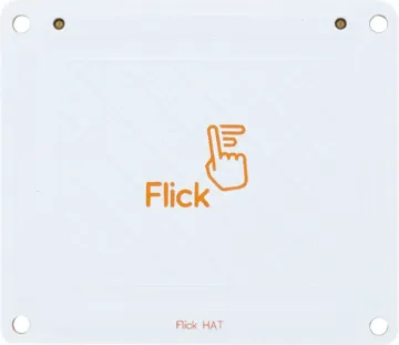 FlickHAT 3D Tracking & Gesture HAT for Raspberry Pi Swipe, tap or flick your wrist to control your Raspberry Pi with the Flick HAT. Flick uses technology that enables the PCB to detect your gestures from up to 15cm away in 3D space. Draw a circle with your hand - Flick will track it.
